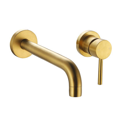 Nascosto in parete vasca miscelatore rubinetto leva singola bagno spazzolato oro dorato ottone