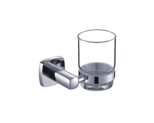 Single Tumbler Holder Brass Glass Bathroom OEM Brass Base Square Con Curve Design