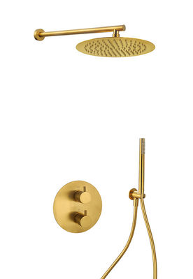 Nascosto in parete termostatico vasca da bagno mixer rubinetto spazzolato ottone oro OEM rotondo classico