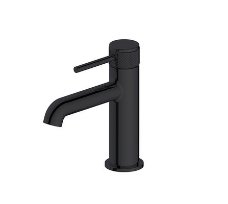 Matt Black Basin Mixer Rubinetto Anulare Knurl Maniglia Single Lever Bagno