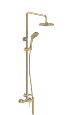 Manicotto a leva singola bagno a vista vasca da bagno rubinetti colonna set anulare Knurl manico spazzolato ottone dorato