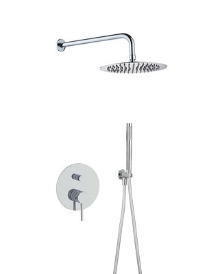 Nascosto nel muro ottone anulare maniglia knurl doccia di pioggia costruire in handshower mixer set rubinetto cromo OEM rotondo classico