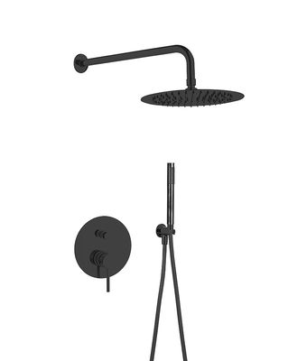 Matt nero classica in muro doccia rubinetto ottone anulare Knurl maniglia