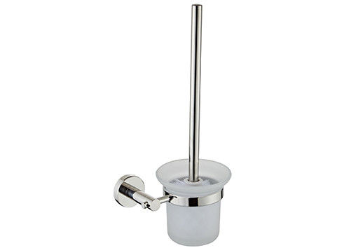 Oem Sus304 Polished Chrome Toilet Brush Holder Accessori da bagno di vetro classico rotondo