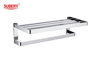 Acciaio in ottone ripiano doppio asciugamano bar bagno di alta qualità colore cromo OEM nobel ottone montaggio pezzo di installazione