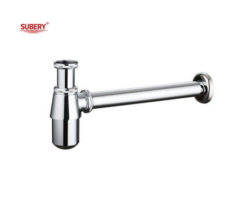 tubo di trappola per bottiglie in ottone vasca idraulica sifon bagno p-trap tubo per vasca cromo OEM