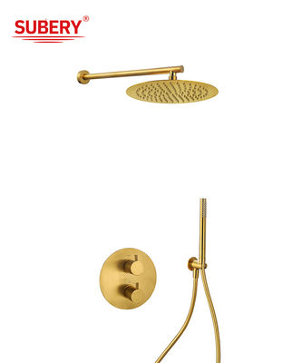 Nascosto nel muro rubinetti termostatici spazzolato ottone d'oro OEM rotondo