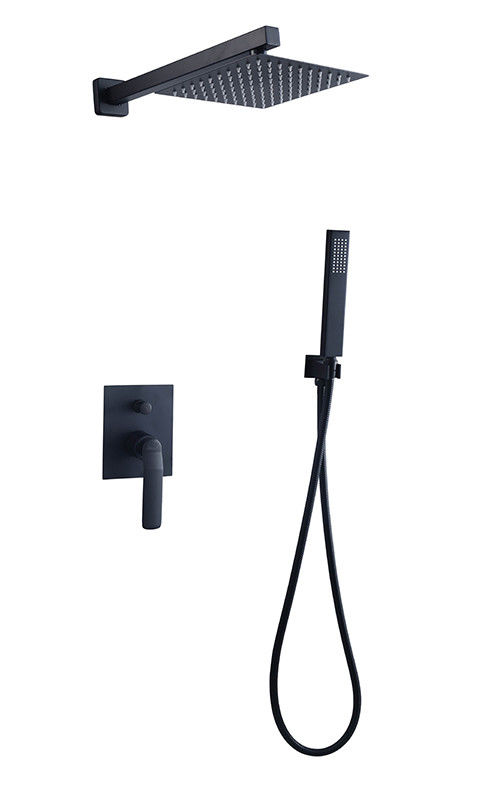 Single Lever Nascosto In-Wall Bagno O Mixer doccia Con Diverter Doccia piovana Doccia a mano Bagno Matt Nero Rubinetto di ottone