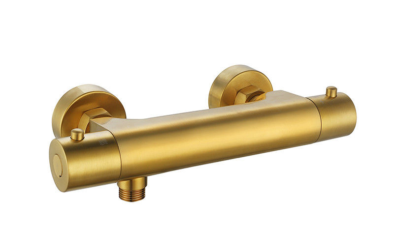 Temperatura termostatica regolabile Sgombero doccia Mixer spazzolato Colore dorato Rubinetto in ottone OEM Rotondo Classico