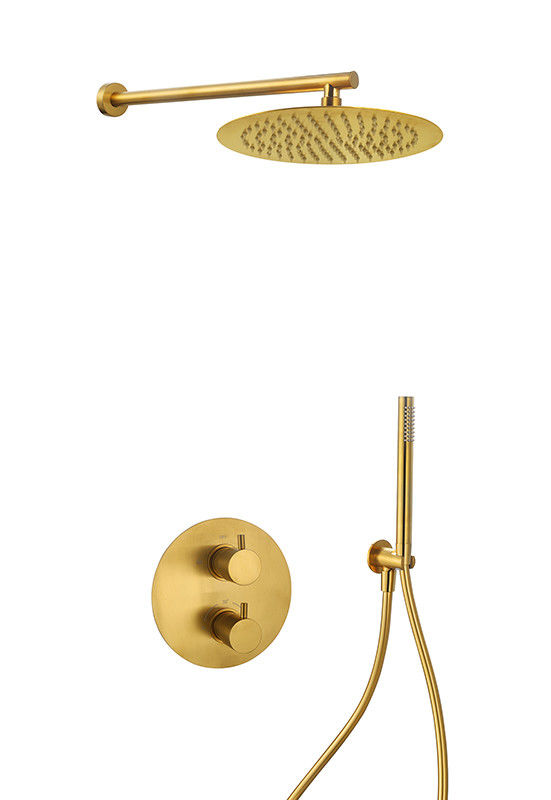 Nascosto nel muro temperatura termostaica pioggia mostra mixer doccia mani spazzolato rubinetto in ottone oro OEM rotondo classico