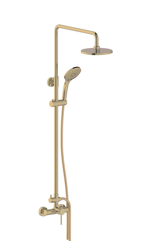 Manicotto a leva singola bagno a vista vasca da bagno rubinetti colonna set anulare Knurl manico spazzolato ottone dorato