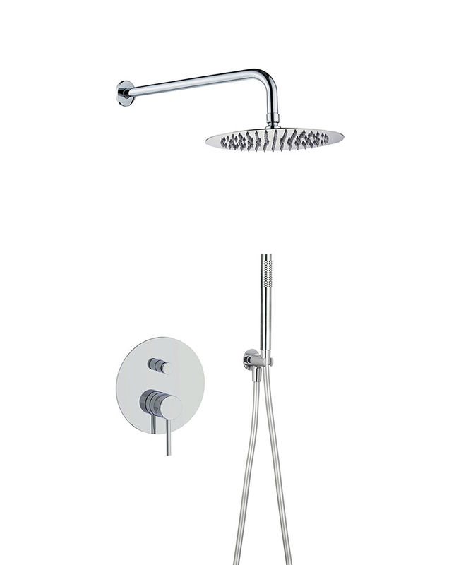 Nascosto nel muro ottone anulare maniglia knurl doccia di pioggia costruire in handshower mixer set rubinetto cromo OEM rotondo classico