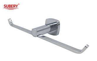 Portacarte doppia di ottone per la toilette bagno di alta qualità colore cromo OEM base in ottone quadrata con disegno curvo