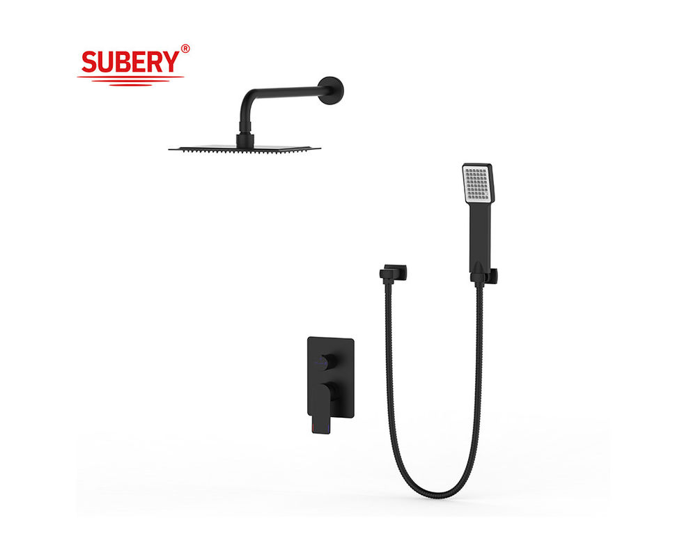 Singole leva nascosta in parete Bagno o doccia Mixer con diverter doccia piovana doccia a mano Bagno Matt Nero Rubinetto in ottone