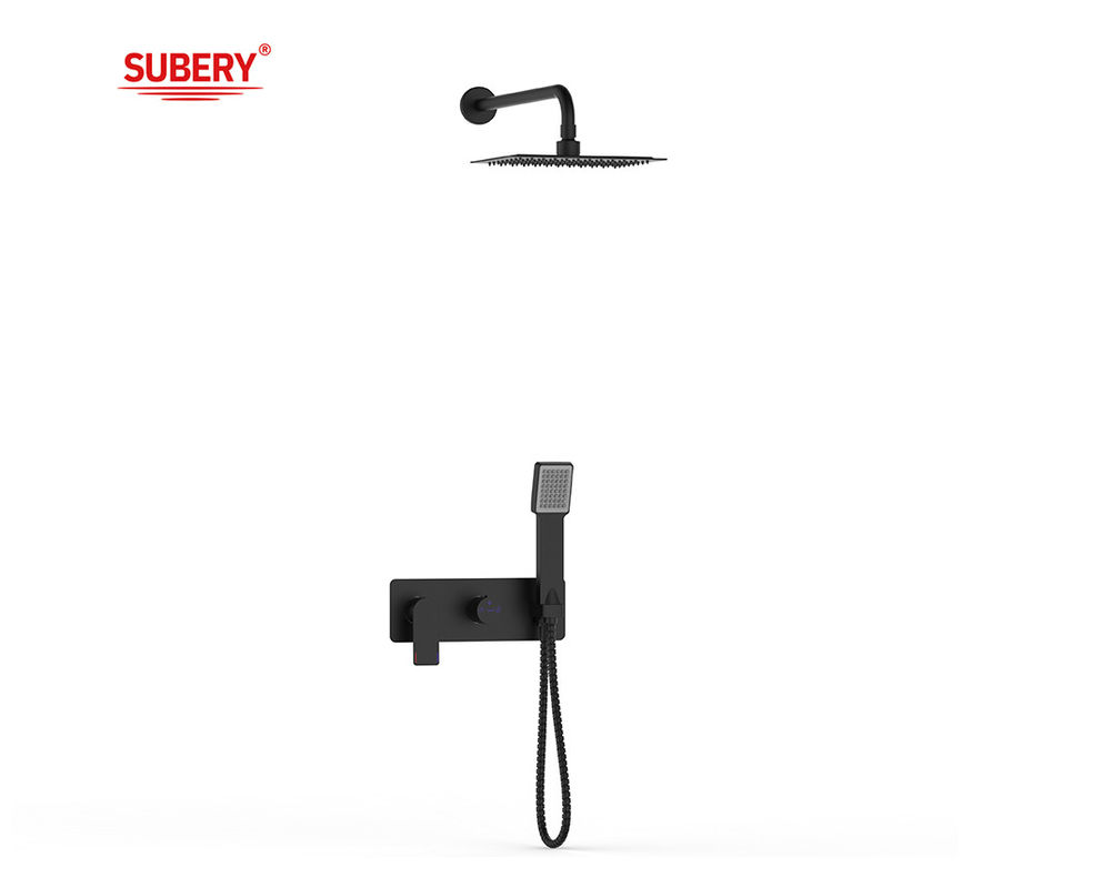Single Lever Nascosto In-Wall Bagno O Mixer doccia Con Diverter Doccia piovana Doccia a mano Bagno Matt Nero Rubinetto di ottone