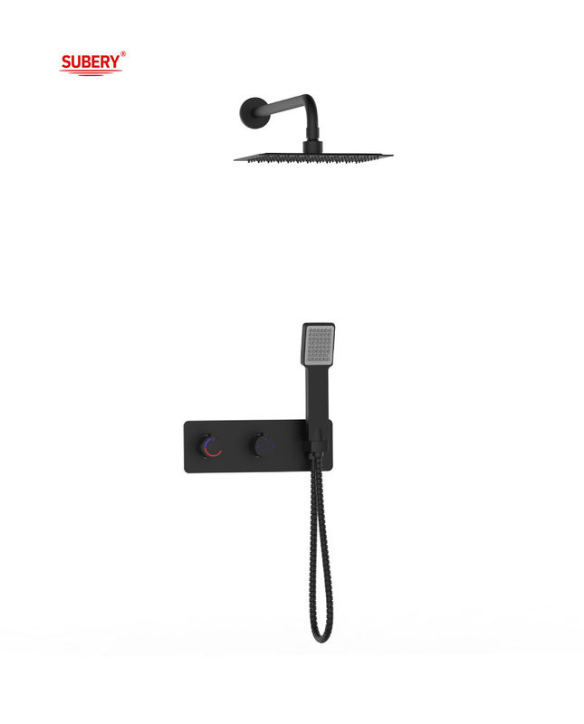 Singole leva nascosta in parete Bagno o doccia Mixer con diverter doccia piovana doccia a mano Bagno Matt Nero Rubinetto in ottone