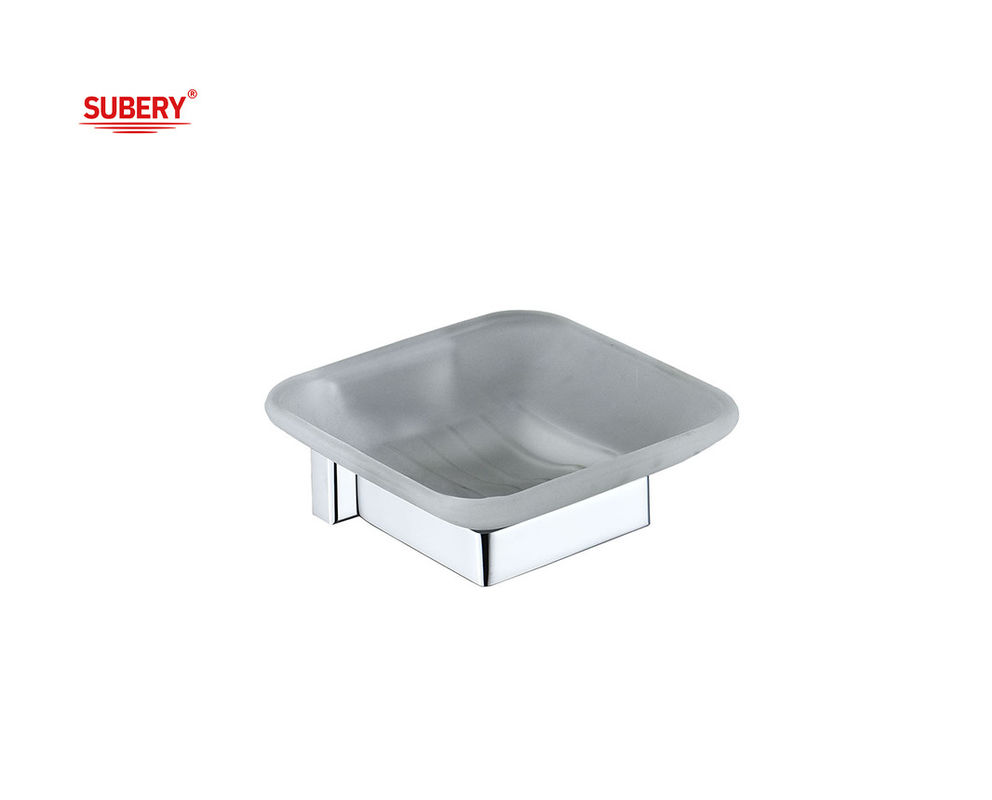 Portapiatti in ottone bagno in vetro colore cromo di alta qualità OEM base in ottone design quadrato