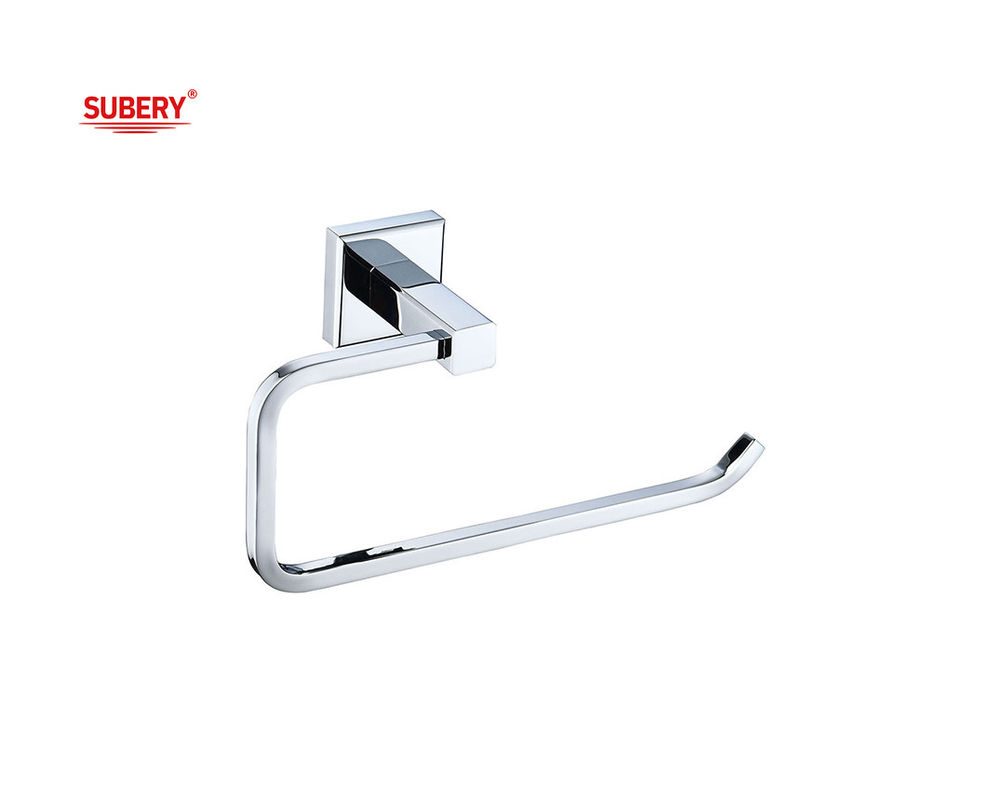 Porta anello per asciugamani in ottone bagno di alta qualità colore cromo OEM base in ottone facile installazione forma quadrata