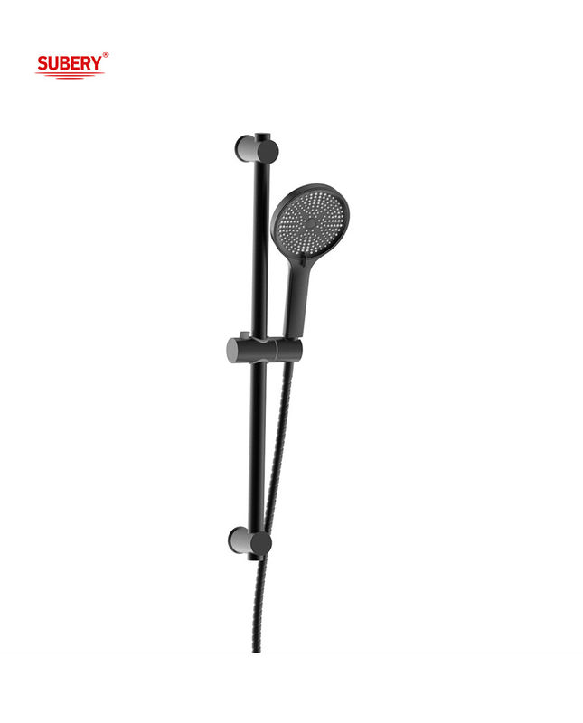 Bagno Matt Nero Rotondo Classic Shower Slide Bar SUS304 3 Funzione ABS Plastic Handshower Hose