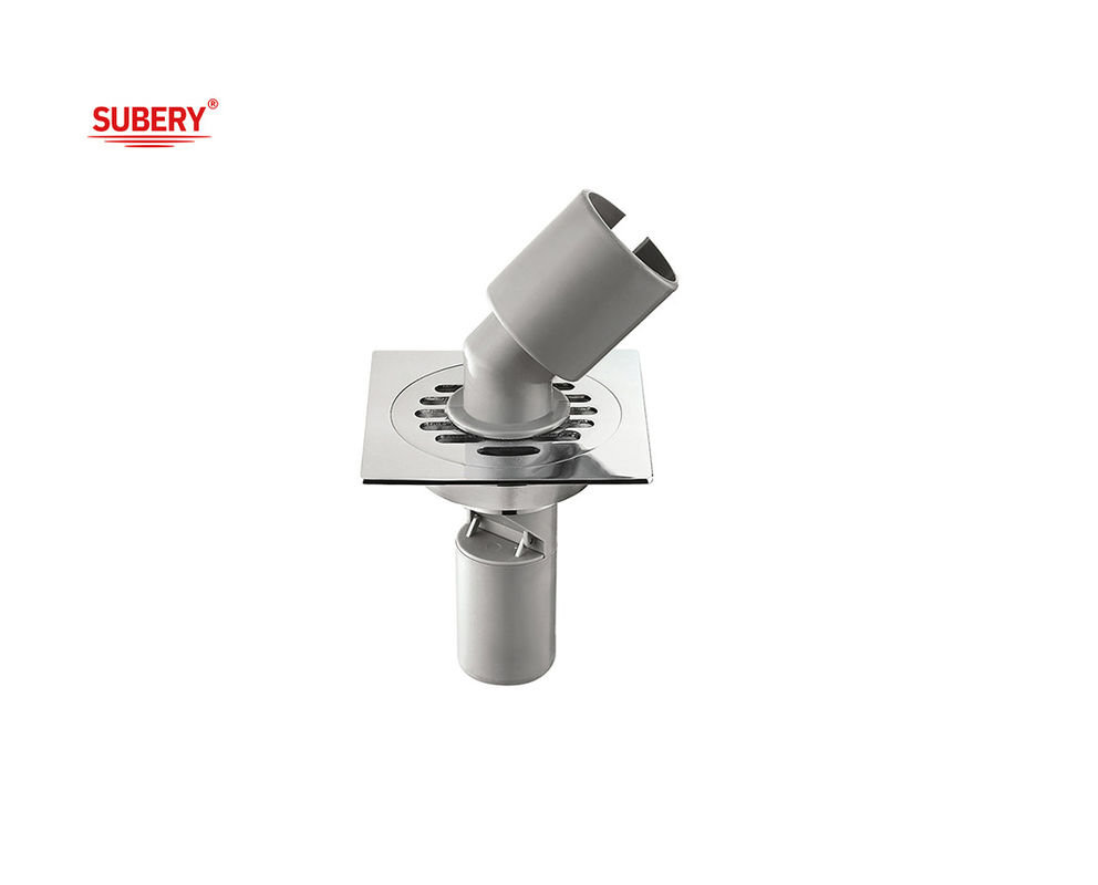 Pavimento a scarico cromato Bagno per lavatrice Pavimento montato 100 x 100 mm