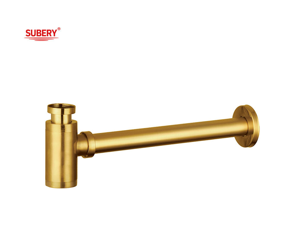 Zinc Bottle Trap Lavatorio Vasca di lavaggio Drainer Sifon Bagno Per Lavatorio Vasca di lavaggio spazzolato TI-oro OEM