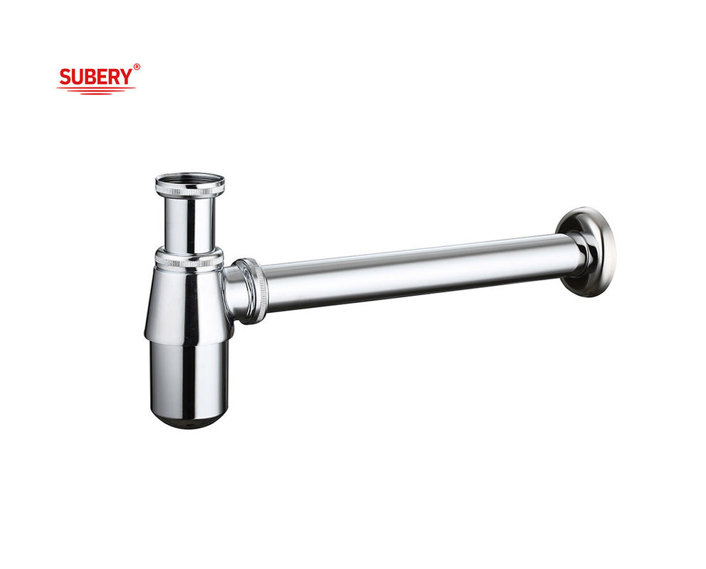 tubo di trappola per bottiglie in ottone vasca idraulica sifon bagno p-trap tubo per vasca cromo OEM