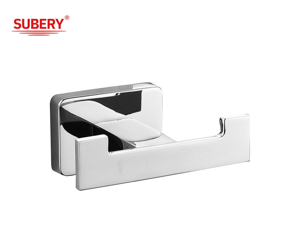 Accessoiri per il bagno a parete di zinco abito doppio gancio cromo lucido clssical design rettangolare OEM ODM