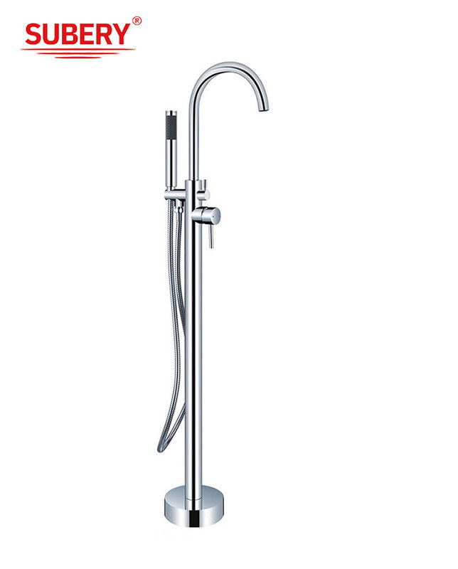 Flusso per vasca da bagno in ottone cromato OEM a leva singola a pavimento montato con diverter