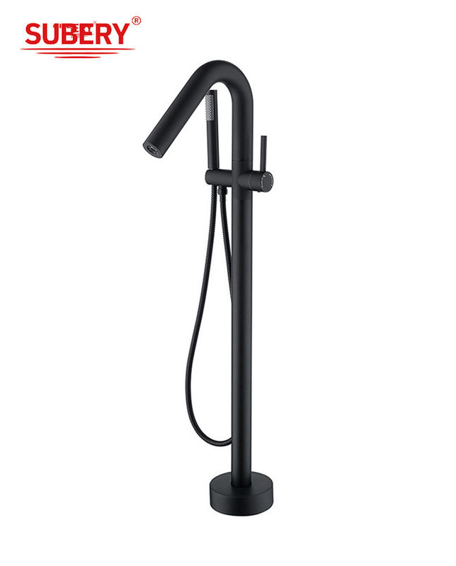 Tubi per vasca da bagno a leva singola montati a pavimento con diverter Matt nero ottone OEM