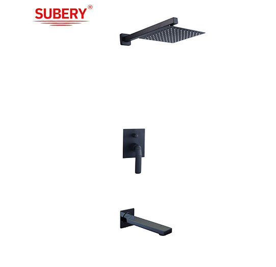 Singole leva nascosto in parete bagno doccia mixer divertore doccia piovana doccia a mani sputa bagno matt rubinetto nero ottone