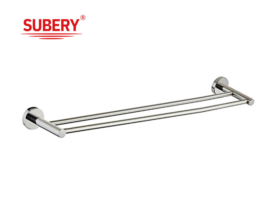 Assortimento di accessori da bagno a montaggio a parete Bar di asciugamani di finitura cromatici Modern Towel Rail Double Towel Rod