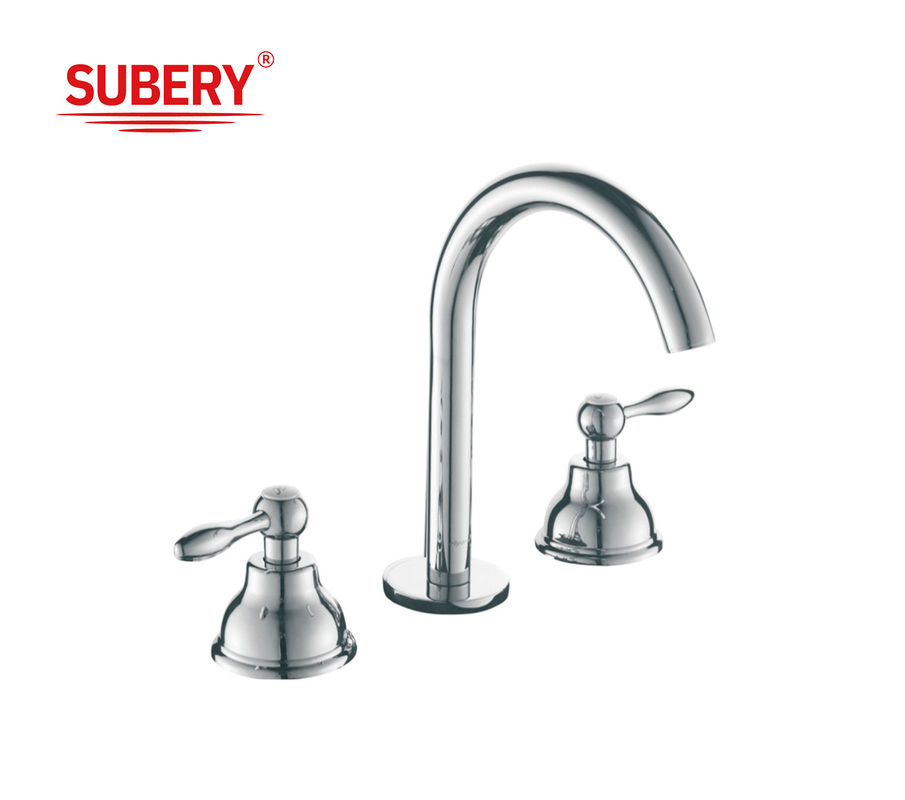 Nuovo stile classico lusso doppio manico 3 buchi ottone antichi rubinetti vasca con manico in ceramica