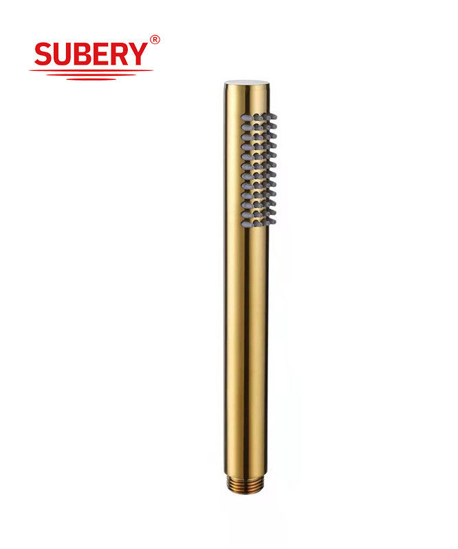 Microfono in ottone doccia a mano doccia a mano per la colonna di doccia spazzolato bagno oro ugello di silicio facile pulizia OEM rotondo