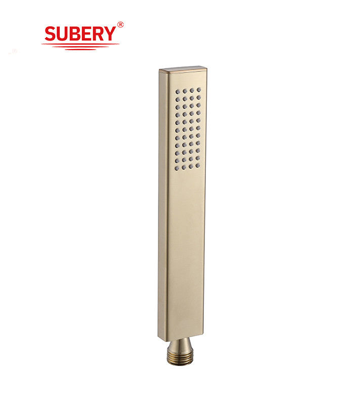 Microfono in ottone doccia a mano doccia a mano per la colonna di doccia spazzolato bagno oro ugello di silicio facile pulizia quadrato OEM
