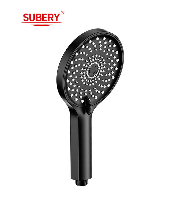 ABS 3 funzione doccia a mani doccia a mano per doccia colonna bagno nero nuovo ugello di silicio liquido rotondo facile pulizia OEM