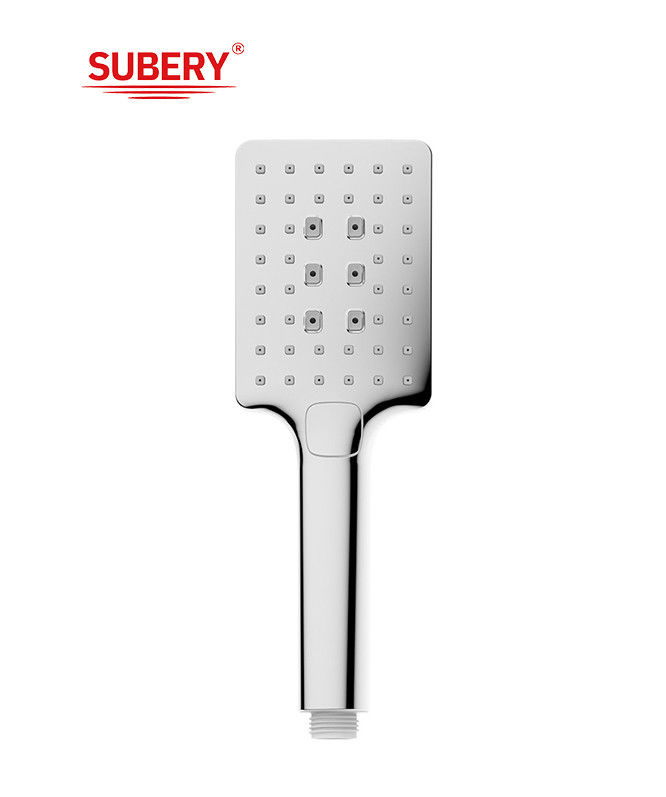 ABS 3 funzione doccia a mani doccia a mano per doccia colonna bagno cromo ugello di silicio quadrato facile pulizia OEM